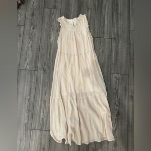 Sleeveless Cream Tiered Maxi Dress - Lightweight Summer Midi